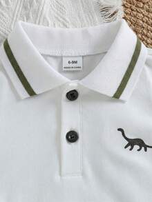 SHEIN 2套/4件 0-3歲嬰幼兒白色夏季短袖POLO衫套裝 寬鬆休閒海灘運動服 嬰兒戶外活動外套 - 軍綠色 - 查看 3