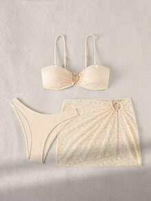 Swim SXY 3 pièces Ensemble tailleur élégant en tissu texturé pour femmes - Blanc - Voir 6