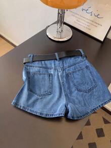 GlowEve Váy ngắn denim cài nút đa năng thời trang dành cho nữ - Rửa trung bình - Xem 2
