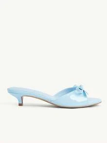 CUCCOO CHICEST 女款藍色鏡面時尚優雅氣質舒適春夏蝴蝶結元素小貓拖鞋 - 藍色鏡面 - 查看 3