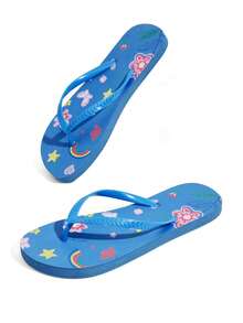 Grefit Women Shoes Summer Royal Blue Rainbow Flower Flip-Flops Women Summer Wear Soft Bottom Cartoon Foot Sandals - Royal Blue - View 6