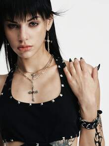 MortiRose Pendant Necklace,Goth/Gothic/Punk/Grunge/Dark Gothic,Streetwear,Summer/Festival/Prom/Party,Vintage - Antique Silver - View 6