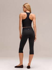 GLOWMODE Áo tank top dáng ôm, dài đến eo, chất liệu cotton Pima gân nổi, kiểu dáng suông, thích hợp mặc hàng ngày. - màu đen - Xem 6