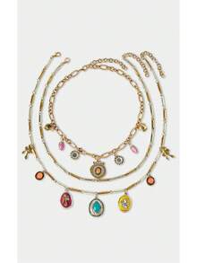 Noxbound 1 Set Fashionable Multi-Layer Vintage Flower Dopamine Color Necklace - Multicolor - View 2