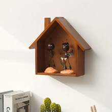 Joivida 1 PC Cute Wall Mounted Wooden Small House, Retro Nostalgic Home Wall Decoration, Wall Mounted Wooden Decoration, Simple Storage Rack, Suitable For Bedroom, Living Room, Kitchen, Etc - Multicolor - View 7
