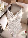 Everyssa Women's Bodysuit, Women's New Spring/Summer Bodysuit, Women's Summer Outfit, Women's Holiday Bodysuit, Women's Vacation Outfit, Women's White Bodysuit,  Women's Fashion Casual Bodysuit, Women's Sleeveless Bodysuit,  Suitable For Daily Wear, Vacation, Beach Bodysuit Lace White Lace Bodysuit Holiday