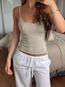 Selianne Trang phục nghỉ hè: Áo hai dây cho nữ, áo camisole ôm sát, bóng bẩy, gợi cảm cho mùa xuân/hè, phù hợp cho các lễ hội âm nhạc, kỳ nghỉ biển, áo khoác ngoài dệt kim phối màu trơn cho các buổi hẹn hò tối và kỳ nghỉ. - Rượu sâm banh - Xem 6