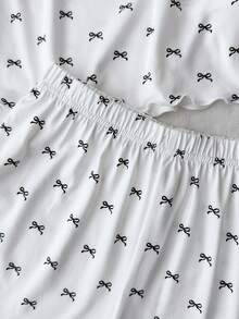 SHEIN 少女蝴蝶针织吊带背心和短裤睡衣套装 - 白色 - 查看 4