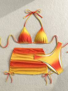 Soleia Women's Gradient Color Bikini Set For Beach Vacation - Multicolor - View 6