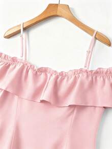 GlowEve CURVE Elegant Ruffled Off Shoulder Blouse For Plus Size Women - Dusty Pink - View 3