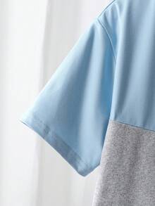 Bộ đồ 3 món cho bé trai tuổi teen: Áo thun ngắn tay và quần short in chữ phối màu, thích hợp mặc đi chơi, đi làm hàng ngày. - Nhiều màu - Xem 7
