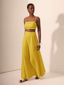Zivah Lễ hội âm nhạc mùa hè 2025, Lễ Phục sinh, Ngày Thánh Patrick, Phong cách miền Tây, Phong cách du mục, Tiệc sinh nhật, Lễ tốt nghiệp, Sinh viên, Trang phục thường ngày, Kỳ nghỉ, Du thuyền, Bãi biển, Tắm nắng, Xu hướng, Bèo nhún, Dây mảnh, Họa tiết cáp, Tre, Vải lanh, Màu vàng, Bộ 2 món dành cho nữ - Màu vàng - Xem 4