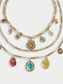 Noxbound 1 Set Fashionable Multi-Layer Vintage Flower Dopamine Color Necklace - Multicolor - View 4