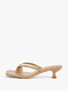 Alvarani Nuevas sandalias de verano para mujer de unicolor, zapatos elegantes de vacaciones, sandalias casuales de playa con tacón alto, tacones fáciles de poner de moda para vestir - Albaricoque - Ver 9