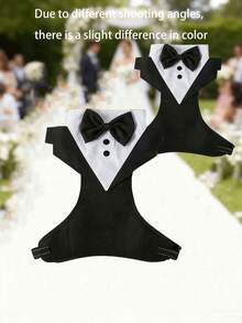 Abbigliamento per cani domestici, completo, cravatta, set cravatta, adatto per cani di piccola e media taglia e per occasioni formali - Bianco e nero - Visualizzare 4