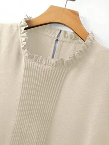Linhara Fashionable Casual French Retro Elegant Comfortable Commuting Ruffle Collar Blouse - Apricot - View 7