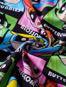 THE POWERPUFF GIRLS X SHEIN 1pc Women's Cartoon Block Print Hipster Panty - Black - View 6