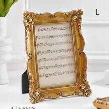 Cirelle 1 pieza, Marco de foto decorativo rectangular con grabado estilo barroco dorado, hecho de resina con estilo europeo retro para almacenamiento y exhibición de fotos en interiores, realzando la atmósfera de la corte francesa, adecuado para marcos decorativos en dormitorios, salas de estar, vestíbulos, salas de estudio, mesas de boda, etc., para ocasiones de regalo como bodas, fiestas de inauguración de la casa, etc., como marco de foto artístico, marco para tarjeta de asiento de boda y como accesorio de fondo para fotografía. - 1PC - Ver 8