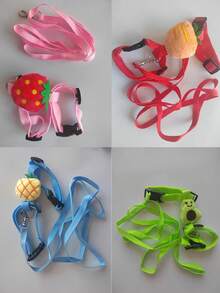 1SET/2 Packs/3 Packs Adjustable Rabbit Harness And Leash Set, Fruit Shaped Designs Like Strawberry And Carrot, Cute Vest Harness Leash For Rabbit, Ferret, Small Pets Training, Walking, Leisure - Multicolor - View 15