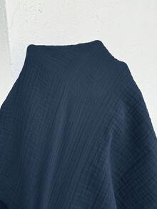 SHEIN Blouse de maternité de couleur unie avec manches à volants et nœud dans le dos pour les vacances - Bleu marine - Voir 7