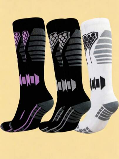 Calcetines de esquí, calentadores de invierno para hombres, medias de compresión para mujeres, para ciclismo profesional, senderismo, correr, trekking, calcetines largos de tubo