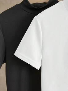 Manfinity VCAY Áo thun nam cổ cao tay ngắn màu trơn, kiểu dáng thường ngày. - Nhiều màu - Xem 6
