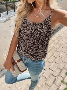 SHEIN LUNE Women's Leopard Print Camisole Top, Fashionable For Beach Vacation - Multicolor - View 5