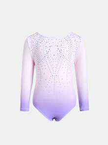 SHEIN 女童修身渐变长袖紧身衣，春夏款 - 紫色 - 查看 8