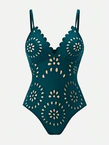 Swim Oasis 26SS 春夏度假海灘成熟優雅波西米亞風掛脖式連身泳衣附裙組套裝 - 水鴨藍 - 查看 4