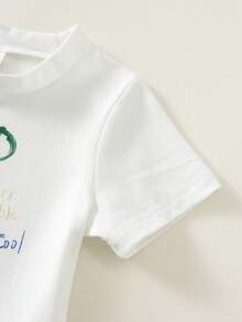 SHEIN Setelan 2pcs untuk Bayi Laki-laki, Kaos Lengan Pendek dan Celana Pendek Denim Motif Lucu Kasual untuk Hari Ayah, Cocok untuk Musim Semi/Panas - MultiWarna - View 8