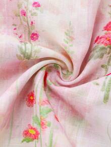 Franclia Women's Floral Print Pleated Casual Versatile Daily Wear Shirt - Pink - View 4