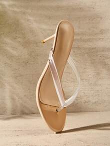 SHUZIA Giày sandal cao gót quai ngang trong suốt thoải mái dành cho nữ. - Trong sáng - Xem 7
