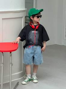 Dazy Kids 男孩休閒彈性腰牛仔短褲 夏季款 - 淺色水洗藍 - 查看 6