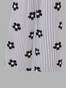 Conjunto de 2 peças para meninas pré-adolescentes: roupa elegante para férias, composta por blusa regata de gola redonda com laço nas costas e calça pantalona folgada. - Multicolorido - Ver 6