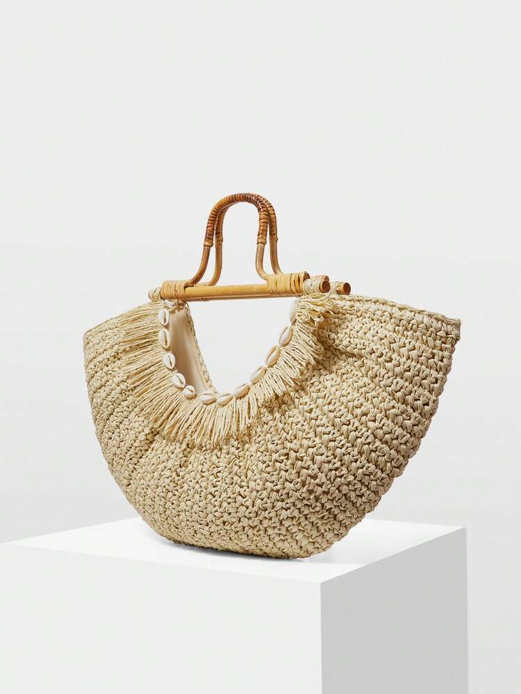 WOMEN'S TOTE BAG, EXQUISITE FASHION HOLIDAY FAN-SHAPED HANDBAG
