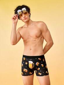 Notgurli Bóxers casuales de media cintura para hombres, con estampado, efecto colorblock, cómodos y de estilo urbano - Negro - Ver 6