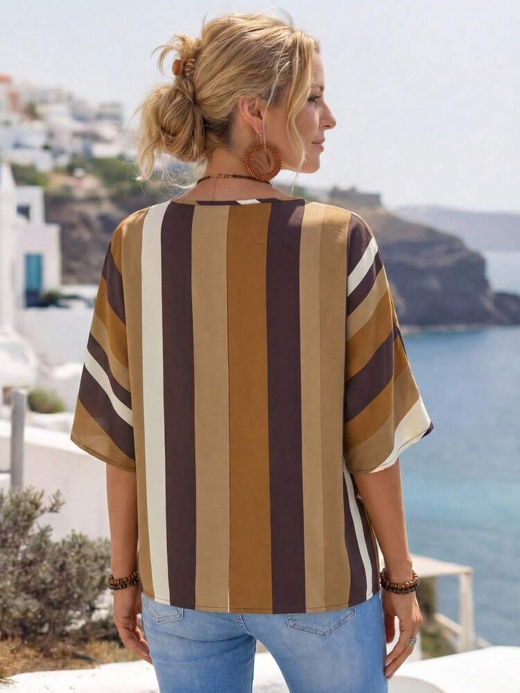 Women's Printed V-Neck Summer Shirt Casual Women Shirts