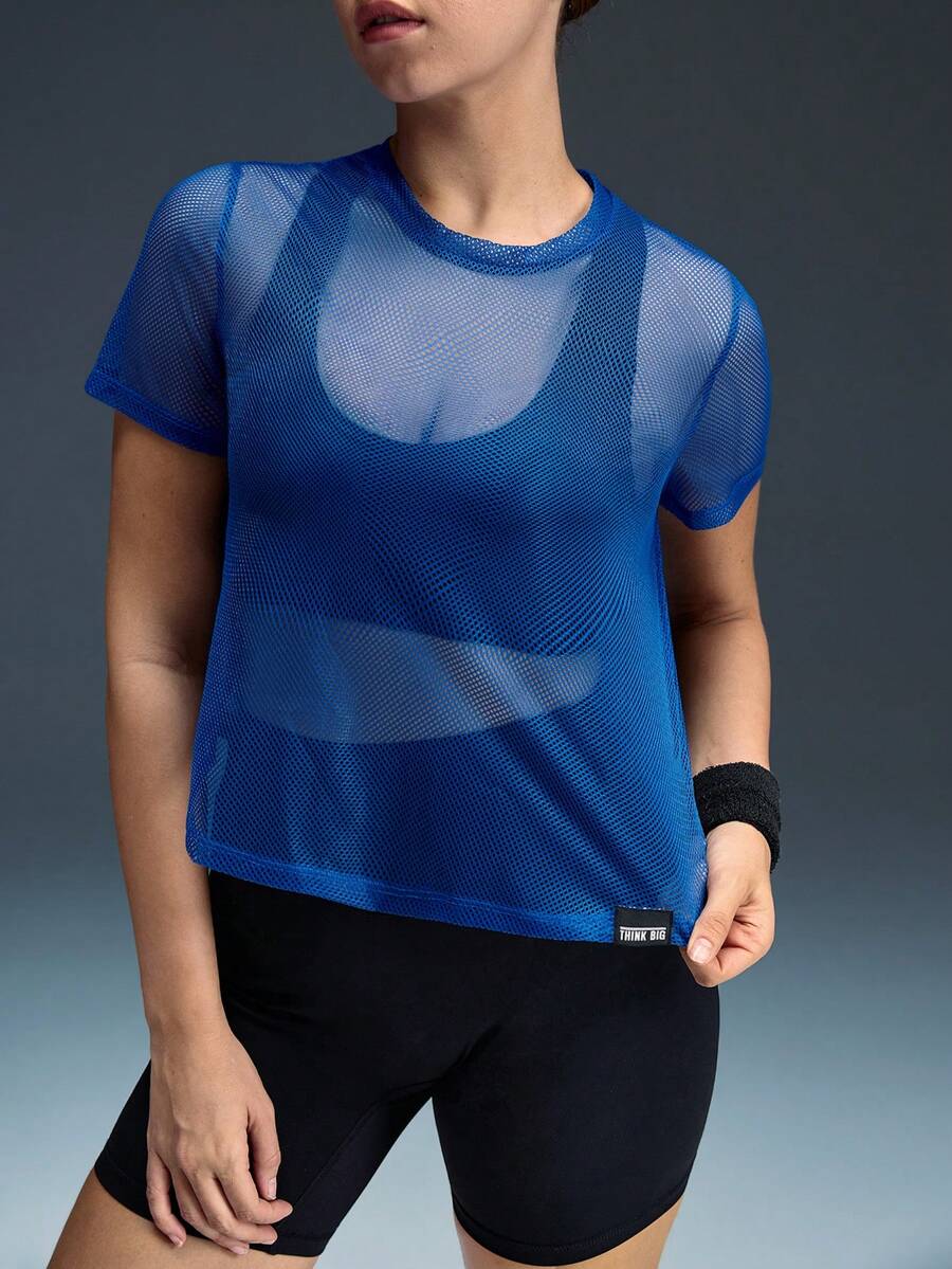Powerista Women's Mesh Short Sleeve Casual Fitness Workout T-Shirt
