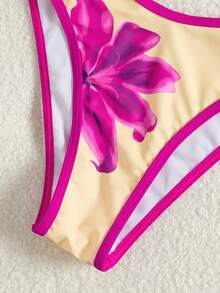 Swim Mod Floral Print Circular Decor Spaghetti Strap Bikini Set - Multicolor - View 6