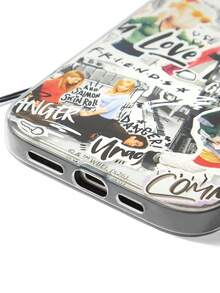 FRIENDS X SHEIN Funda para teléfono móvil iPhone15 adecuada para el collage de viento oscuro de Ti De Cool, correa de linterna de estrella antiperidida de personalidad de nicho que no choca - Multicolor - Ver 6