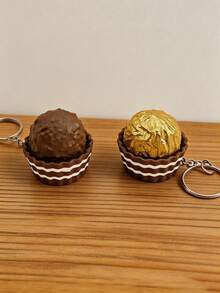 MINKOJA MINKOJA 1pc Cute Realistic 3D Printed Chocolate Toy, Stress Relief, Keychain Backpack Decor, Mini Accessory, Supermarket Display, DIY Craft, Desktop Decor, Car Dashboard Decor, Party Favor, Holiday Gift - Multicolor - View 1