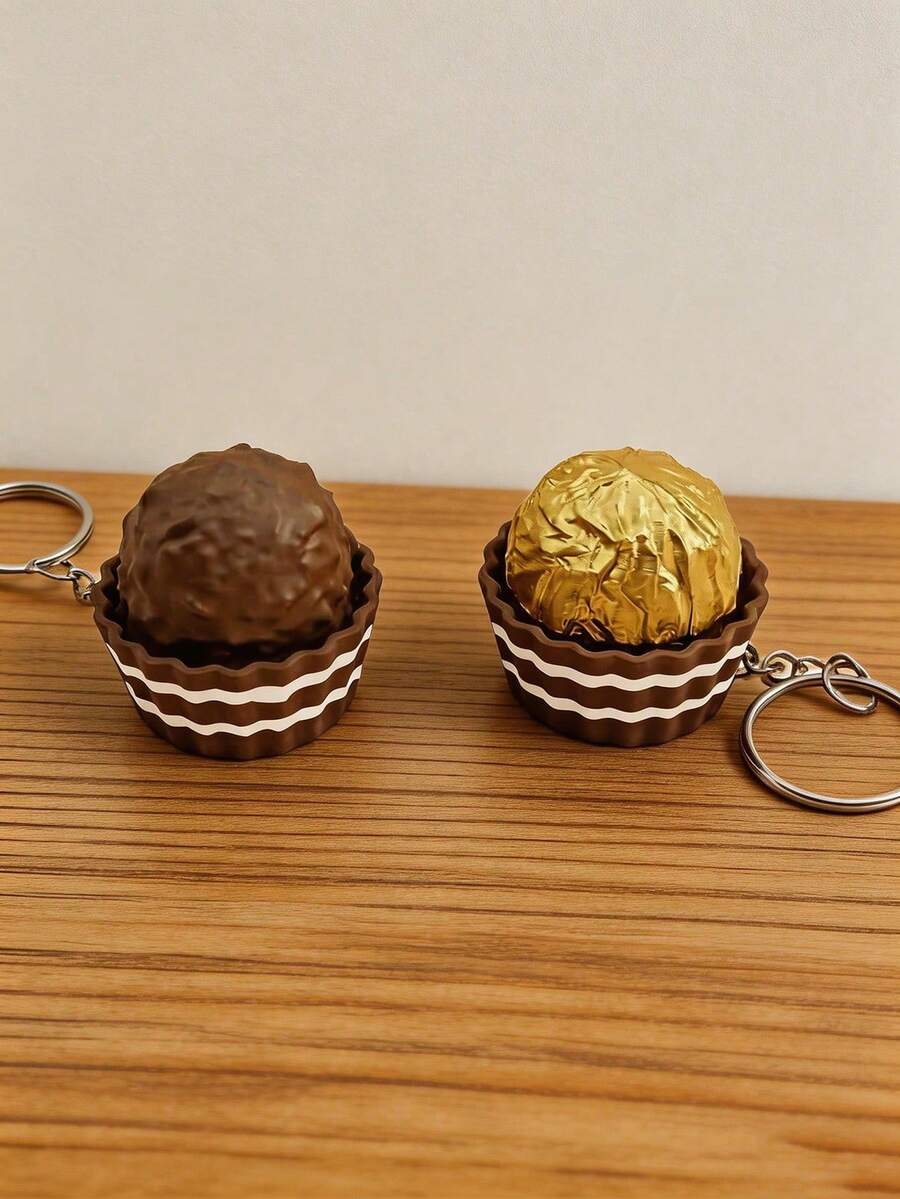 MINKOJA MINKOJA 1pc Cute Realistic 3D Printed Chocolate Toy, Stress Relief, Keychain Backpack Decor, Mini Accessory, Supermarket Display, DIY Craft, Desktop Decor, Car Dashboard Decor, Party Favor, Holiday Gift - Multicolor - View 1