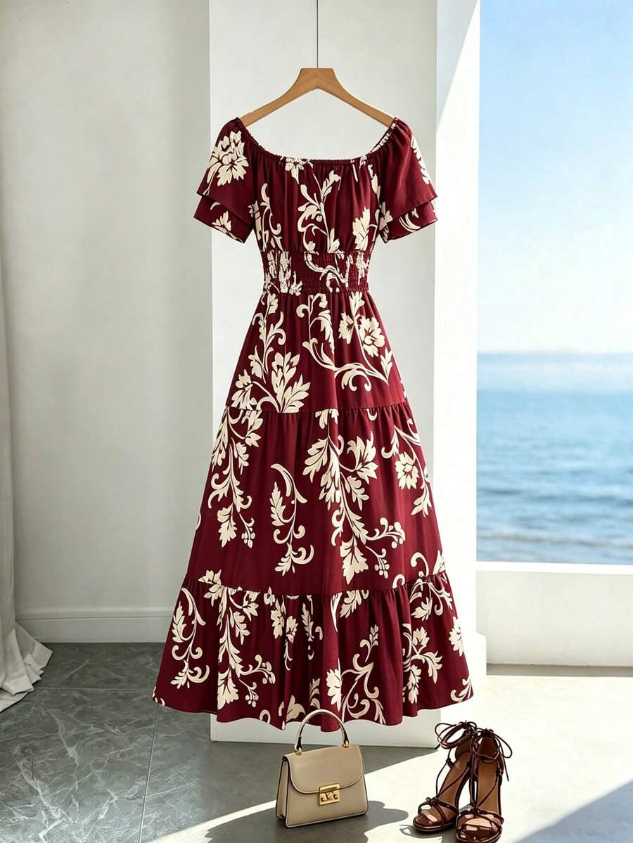 GlowEve CURVE Vestido rojo elegante y romántico de hombros descubiertos para mujer de talla grande, para verano - Rojo - Ver 1