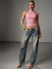 Hauture Women's Solid Color Minimalist Sleeveless Top - Pink - View 5