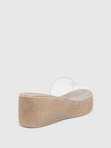 Glitzique Sandalias de cuña con suela gruesa, de tacón, de punta abierta y transparentes, cómodas y ligeras para mujer, esenciales para viajar - transparente - Ver 6
