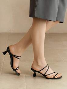 Alvarani 女士简约系带露趾高跟凉鞋，细高跟鞋，2025 年夏季时尚新品，不累脚 - 黑色 - 查看 4