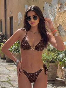 Swim Mod Women's Tropical Print Two Pieces Bikini Set, Casual Holiday - Multicolor - View 6