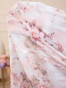 Modelyn Plus Size Women Floral Print Ruched Waist Elegant Party Dress - Baby Pink - View 6