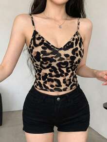 DAZY 女士豹纹开襟长袖休闲街头风外套 - 棕色 - 查看 6