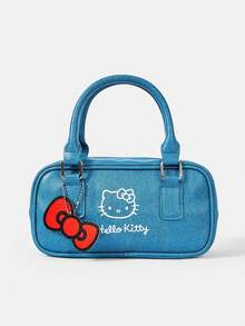HELLO KITTY AND FRIENDS | SHEIN 丹寧藍蝴蝶結吊飾可愛手提包 - 藍色 - 查看 1